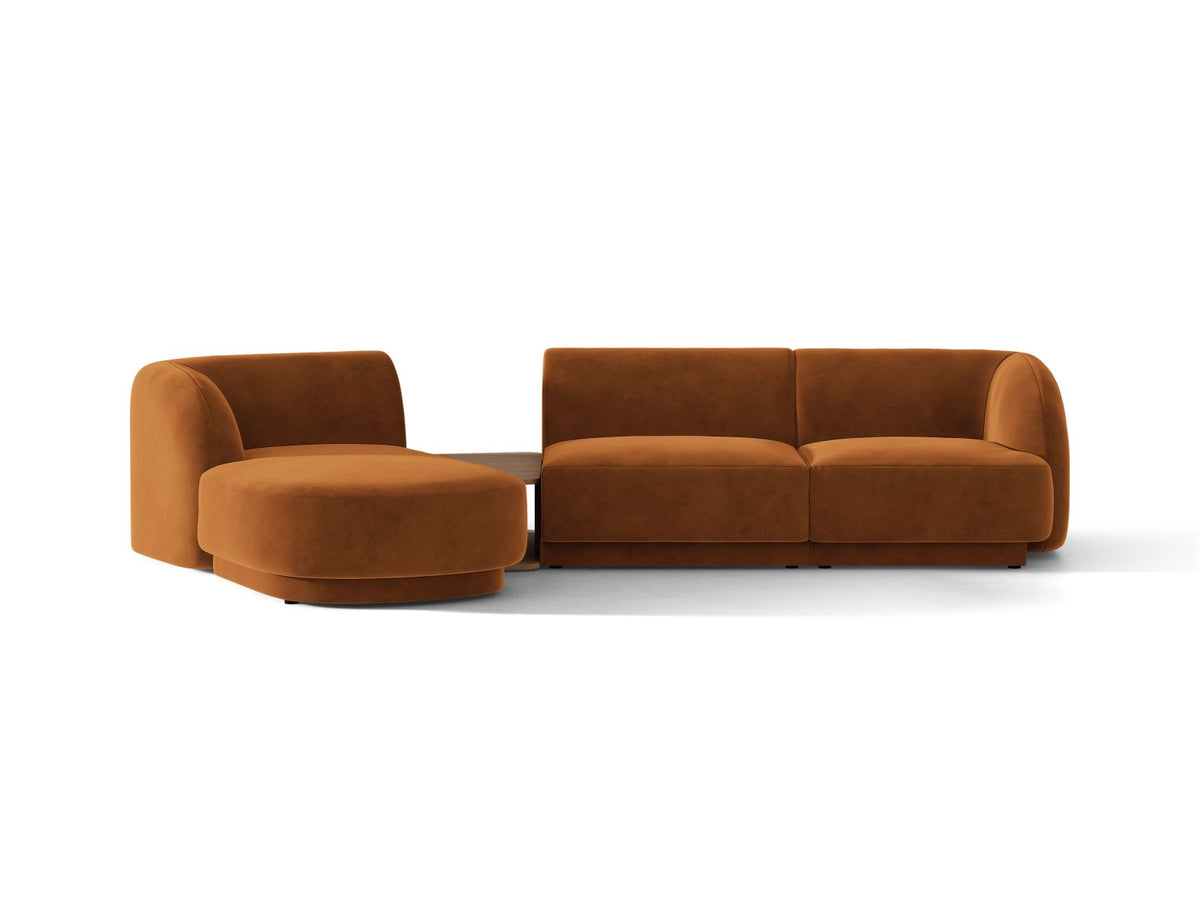 Miley — Sofa Terracotta (Bluvel 4215) Black Plastic Left