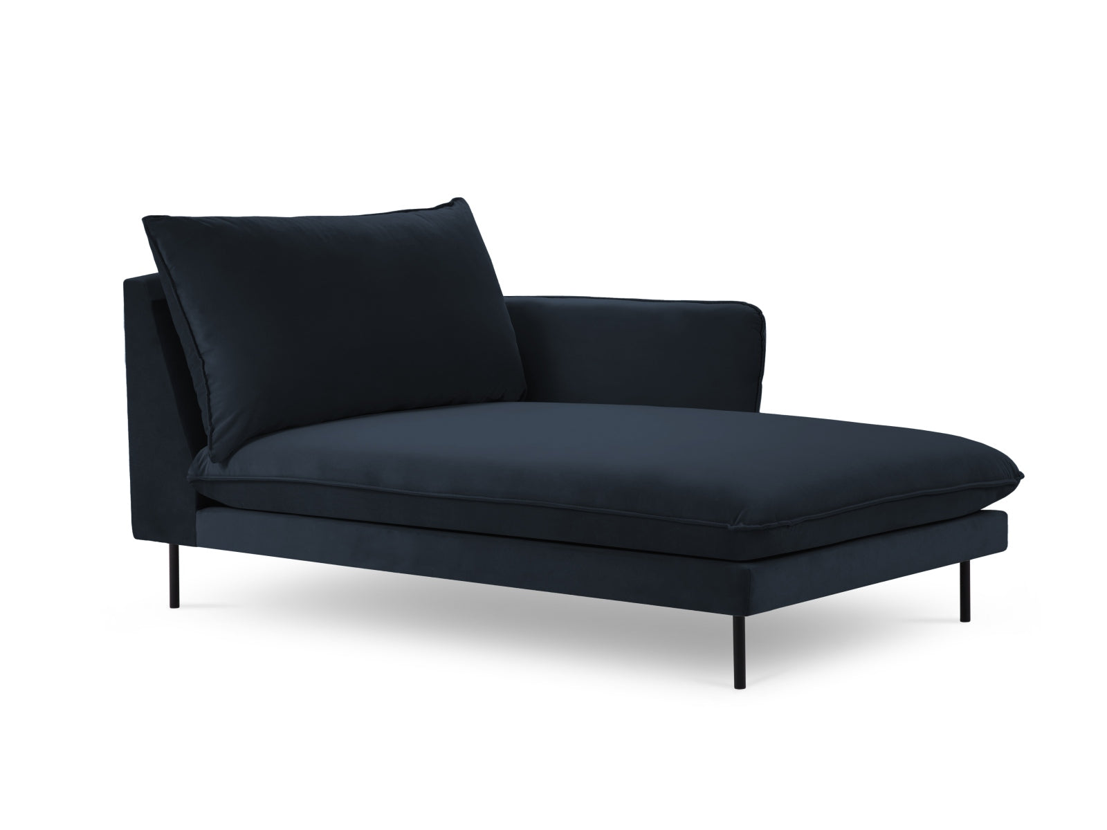 Vienna — Chaise Longue tumesinine (Bluvel 89) must metall parem