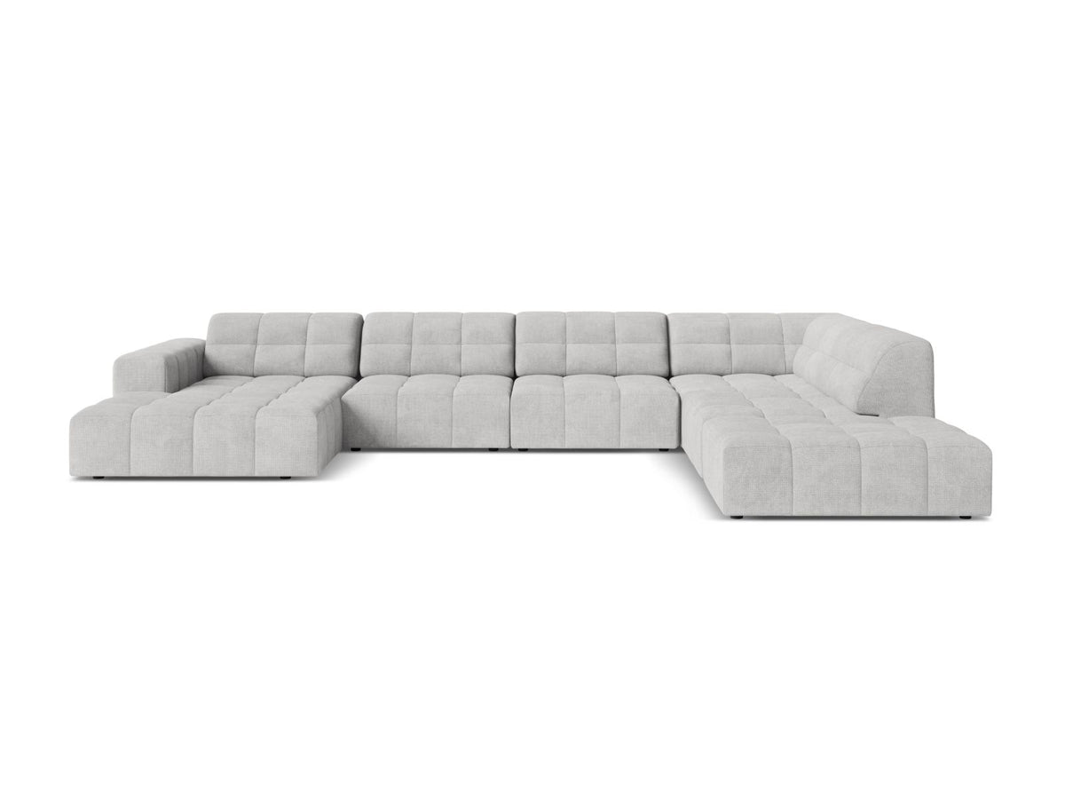 Jennifer — Panoramic Sofa Silver (Eden 17 Silver) Black Plastic Right
