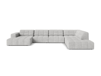 Jennifer — Panoramic Sofa Silver (Eden 17 Silver) Black Plastic Right