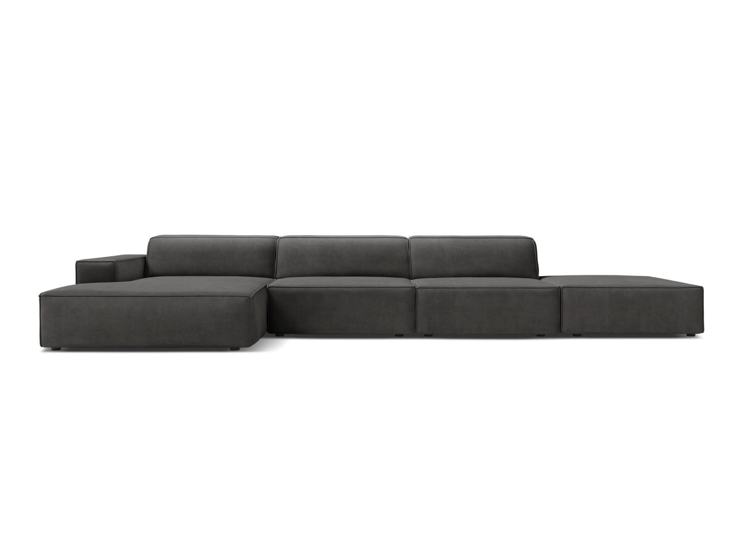 Jodie — Corner Sofa Grey (Bluvel 14) Black Plastic Left