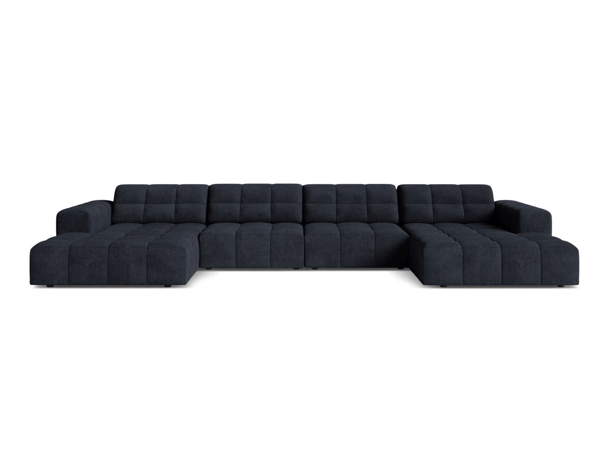 Jennifer — Panoramic Sofa Navy Blue (Eden 16 Deep Blue) Black Plastic