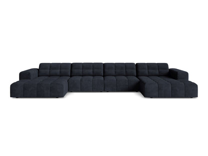 Jennifer — Panoramic Sofa Navy Blue (Eden 16 Deep Blue) Black Plastic
