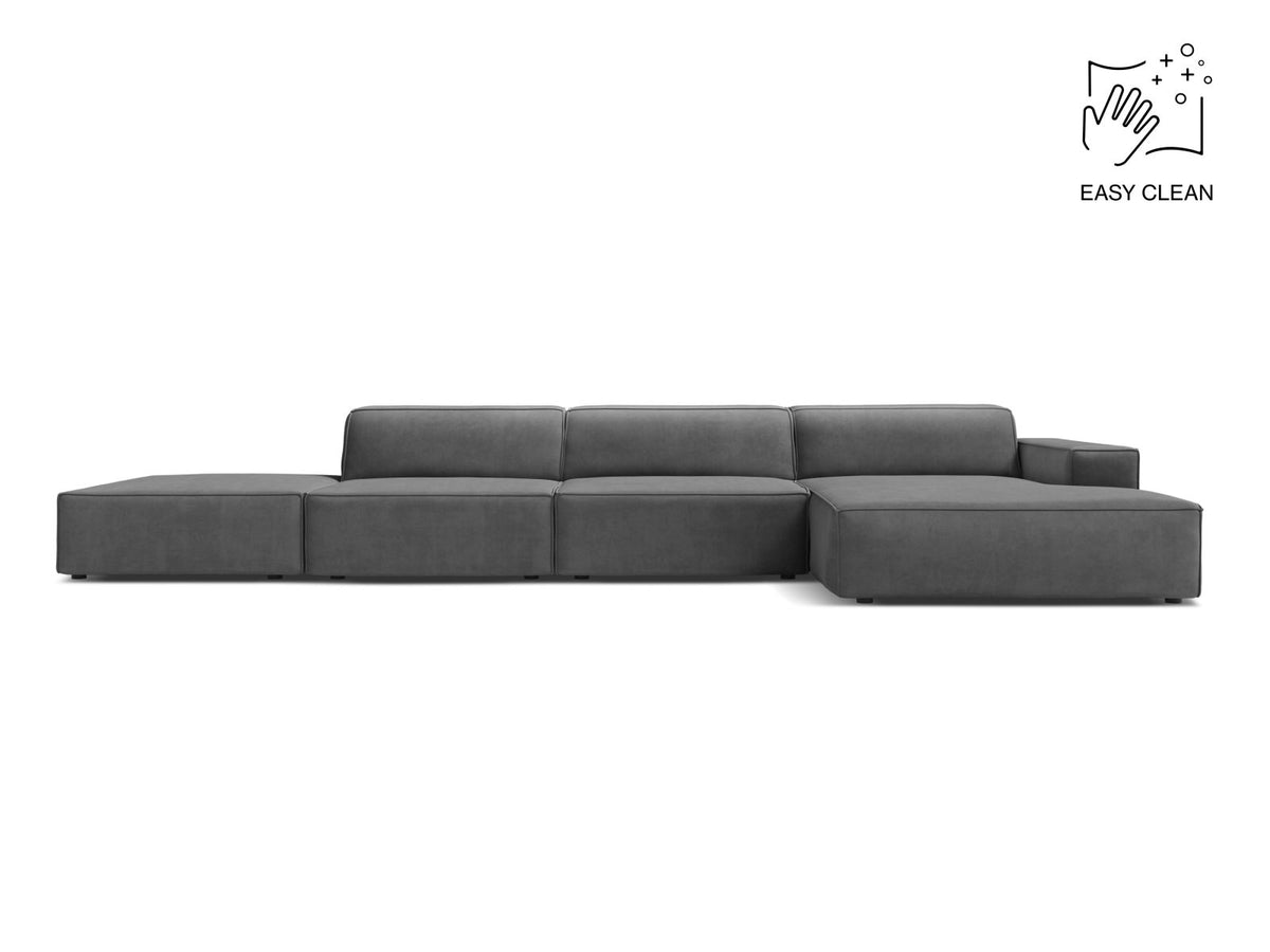 Jodie — Corner Sofa Grey (Venus 2930) Black Plastic Right