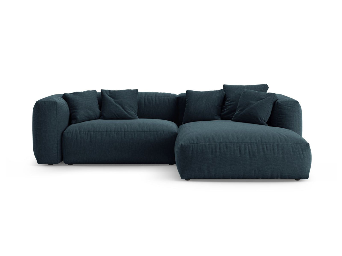 Martina — Corner Sofa Blue Jeans (Boston Ocean) Black Plastic Right