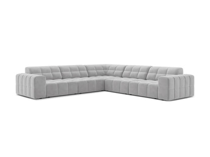 Jennifer — Corner Sofa (285x285x78 cm) Silver (Bluvel 03)