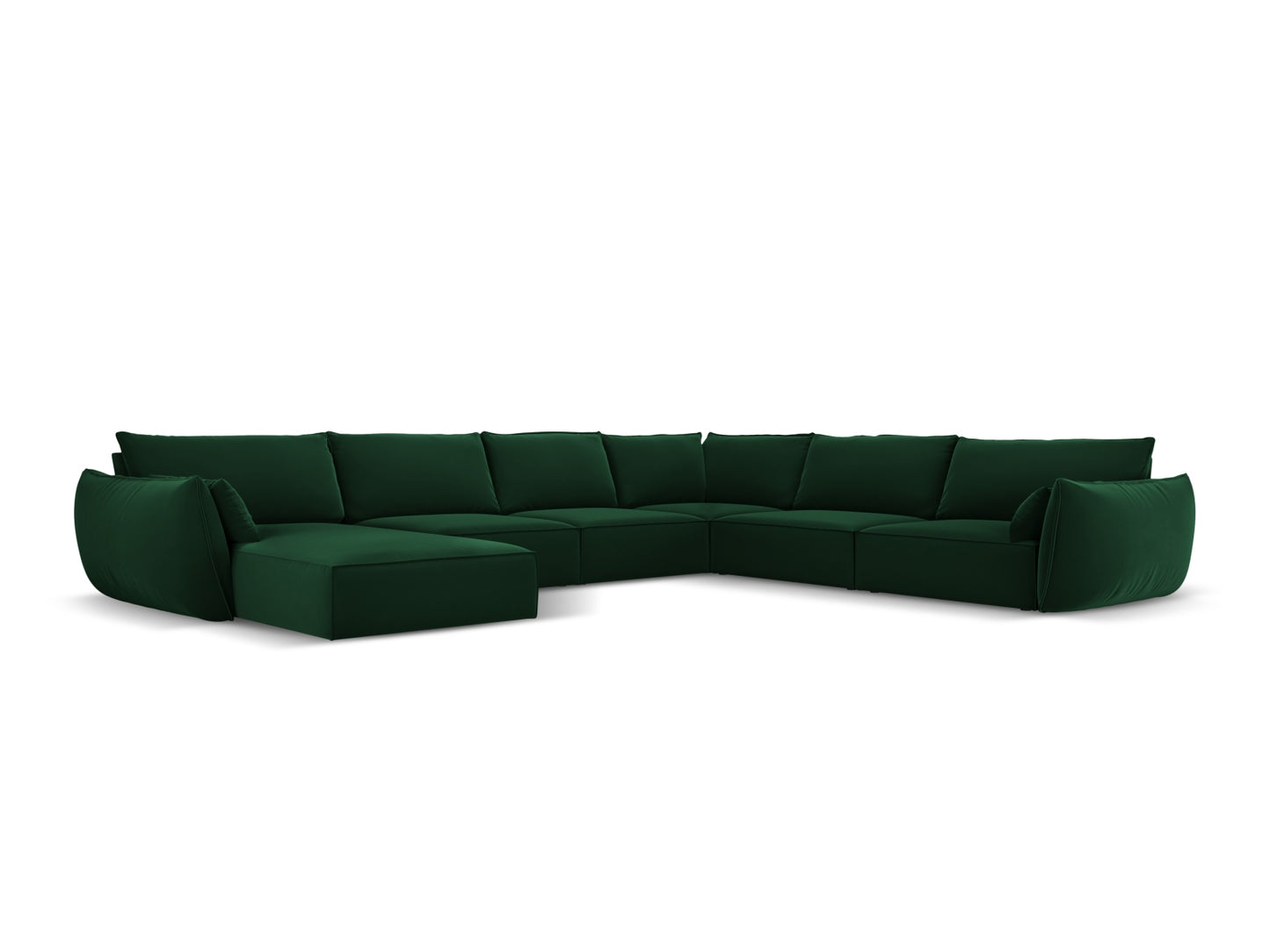 Kaelle — Panoramic Sofa Bottle Green (Bluvel 78) Black Plastic Right