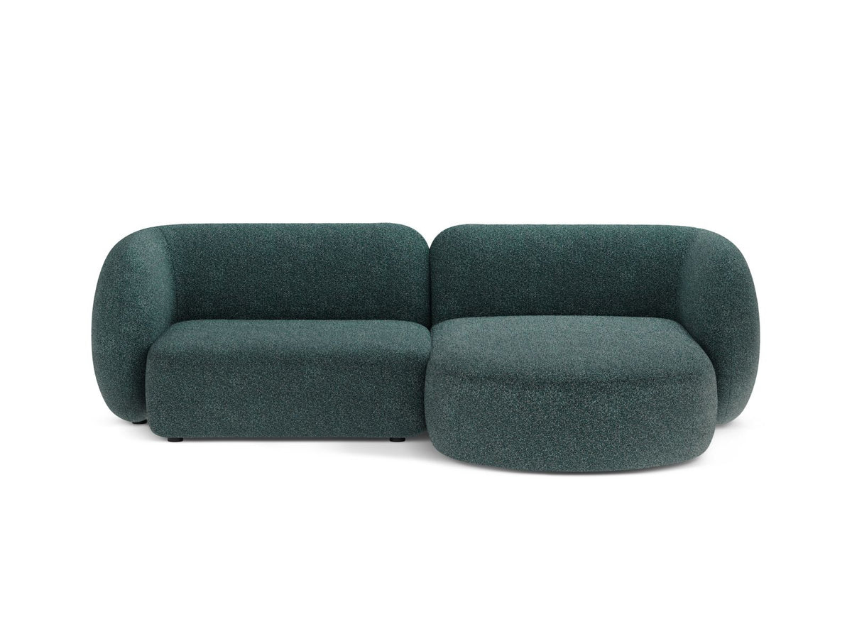 Kate — Corner Sofa Green Blue Melange (Puente 39) Black Plastic Right