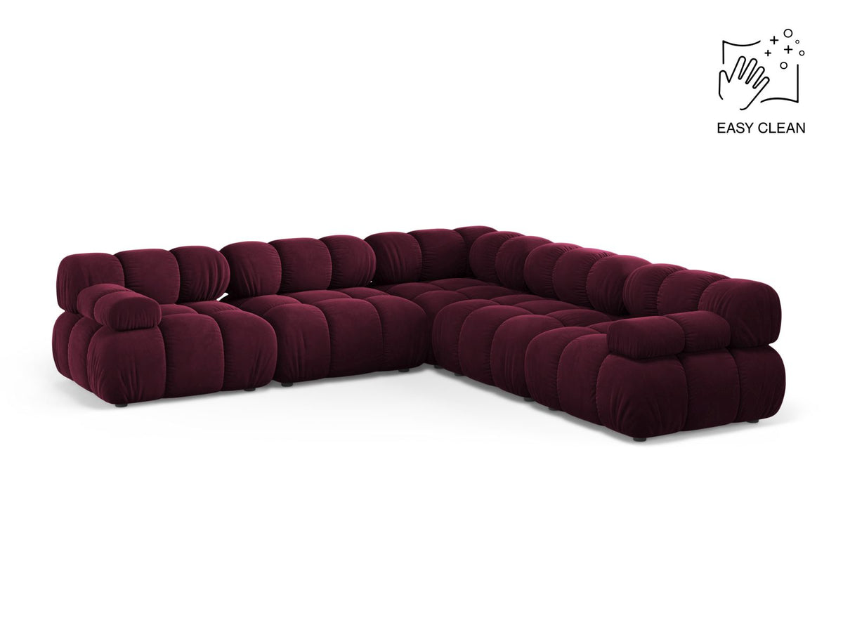 Bellis — Corner Sofa Burgundy (Venus 2932) Black Plastic