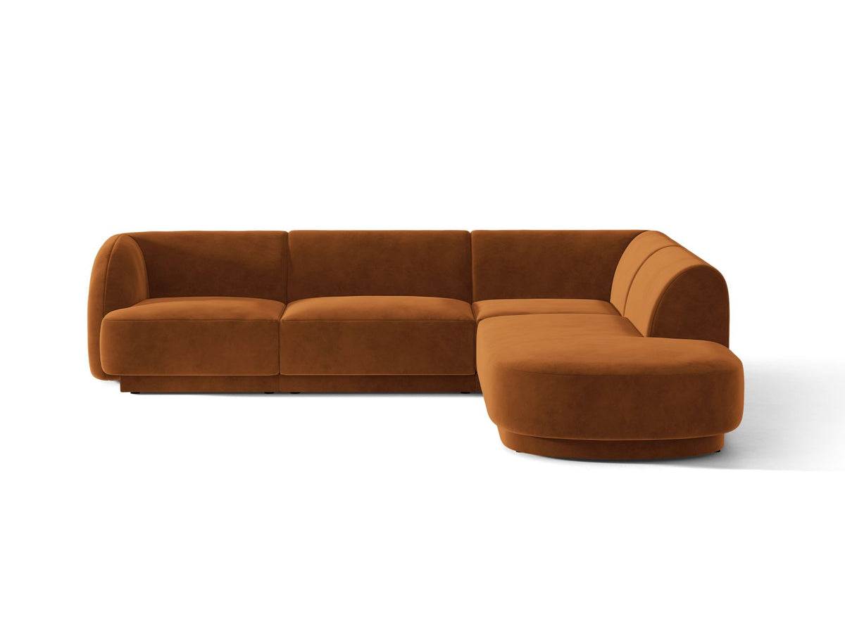 Miley — Corner Sofa Terracotta (Bluvel 4215) Black Plastic Right