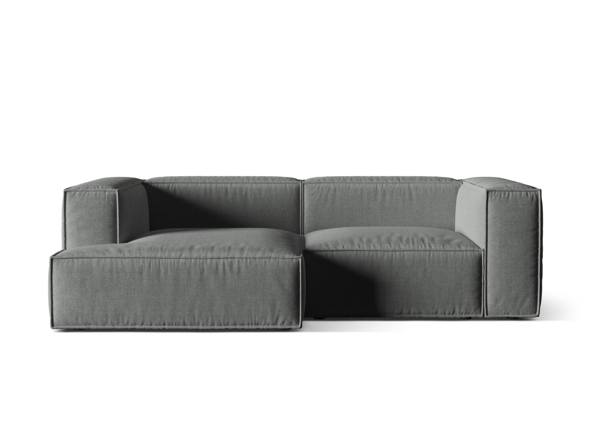 Nuria — Corner Sofa Grey (Liberty 20) Black Plastic Left