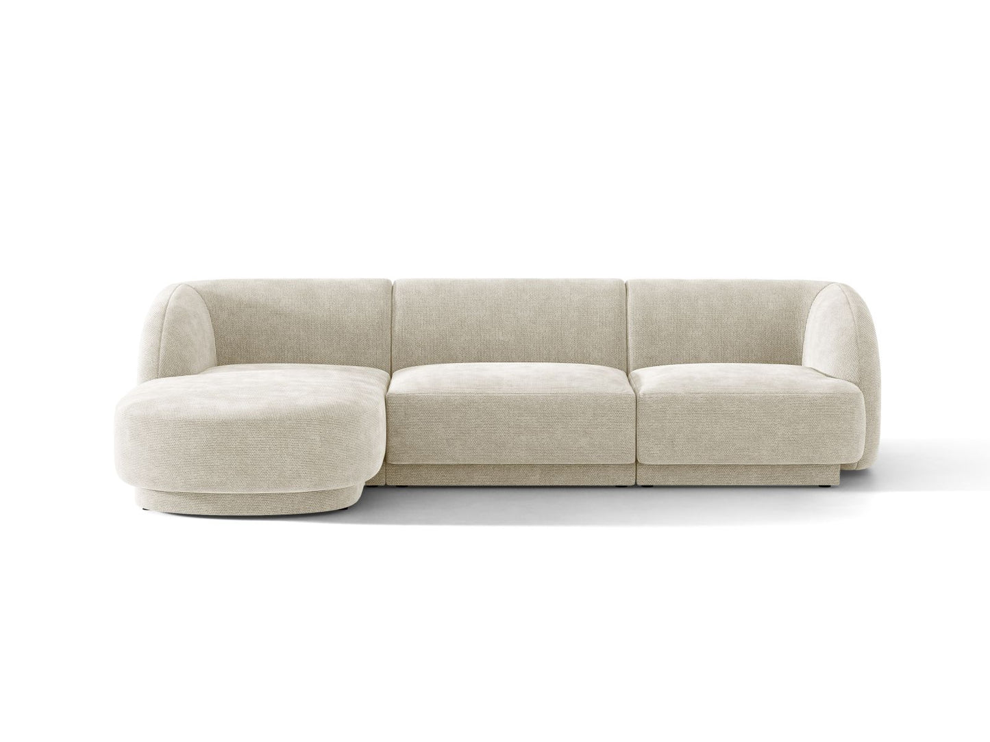Miley — Corner Sofa Light Beige (Eden 2 Pearl) Black Plastic Left
