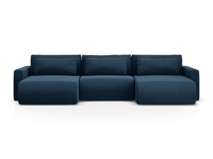Belfast — Panoramic Sofa Royal Blue (Magic Velvet 2204) Black Plastic