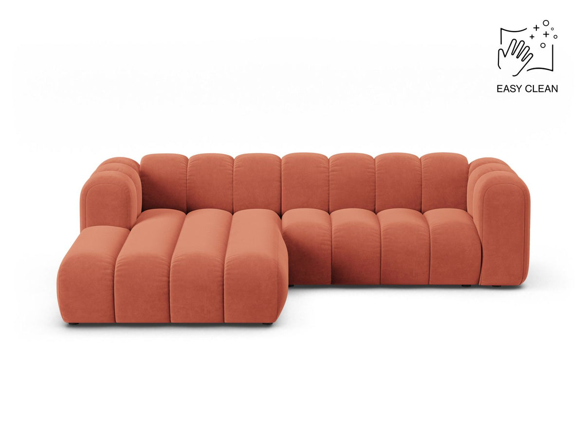 Lupine — Corner Sofa Coral (Venus 2933) Black Plastic Left