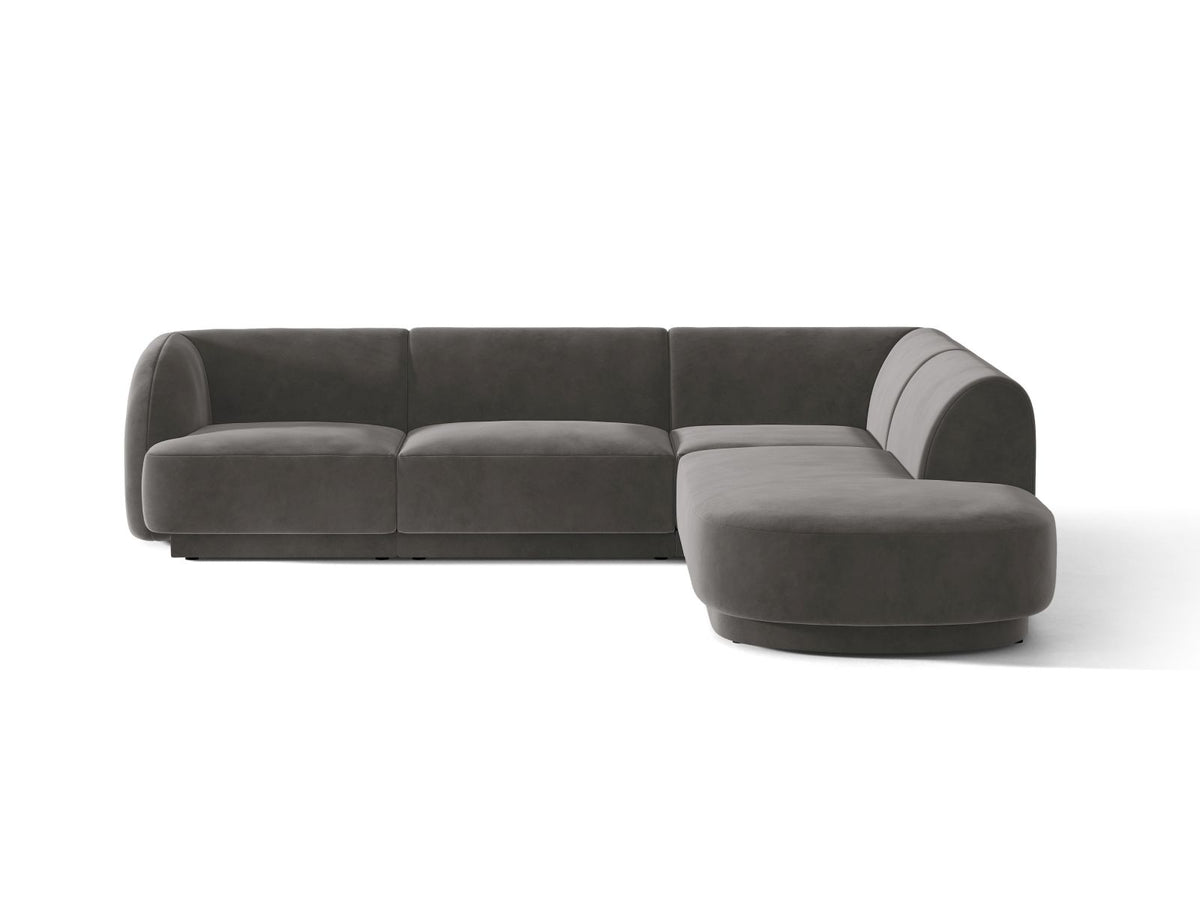 Miley — Corner Sofa Grey (Venus 2930) Black Plastic Right