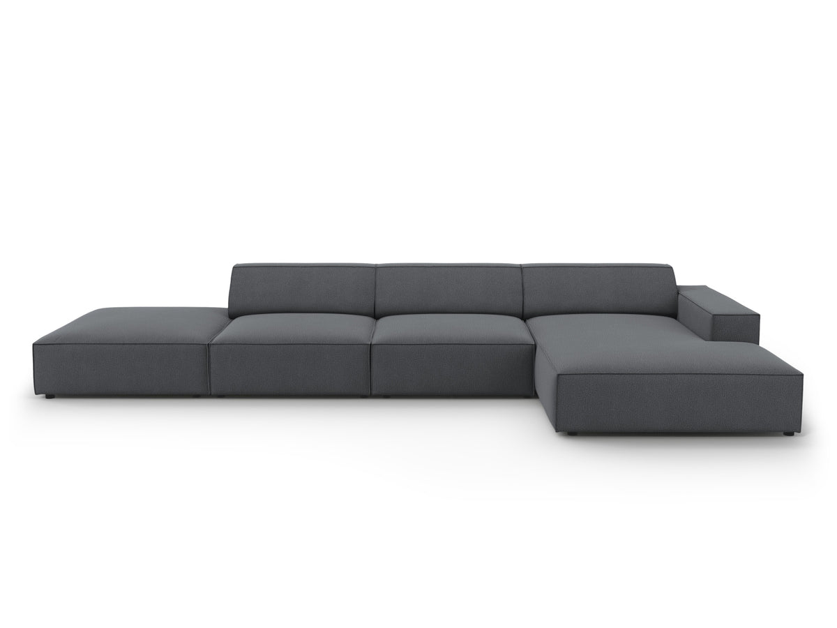 Jodie — Corner Sofa Dark Grey (Megan 367) Black Plastic Right