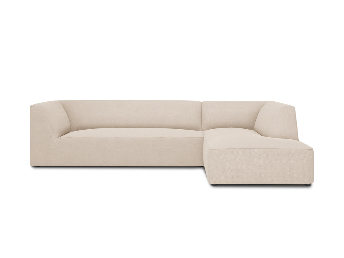 Ruby — Corner Sofa Beige (Ottawa 8) Black Plastic Right