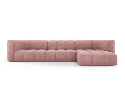 Moritz — Corner Sofa Pink (Rebel 7) Black Plastic Left