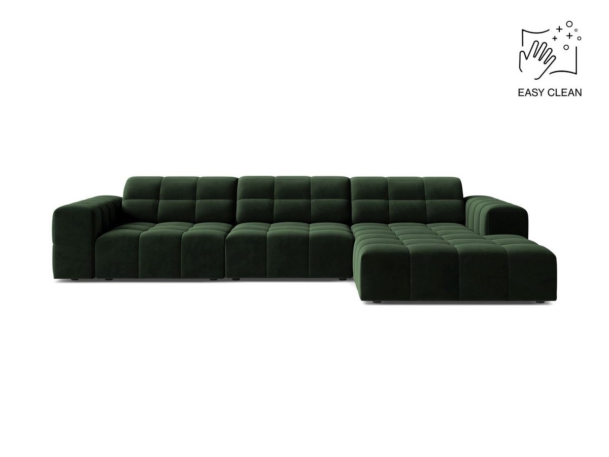 Jennifer — Corner Sofa Bottle Green (Venus 2940) Black Plastic Right