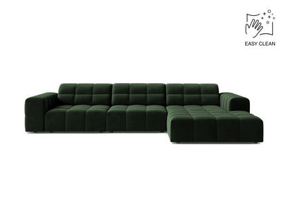 Jennifer — Corner Sofa Bottle Green (Venus 2940) Black Plastic Right
