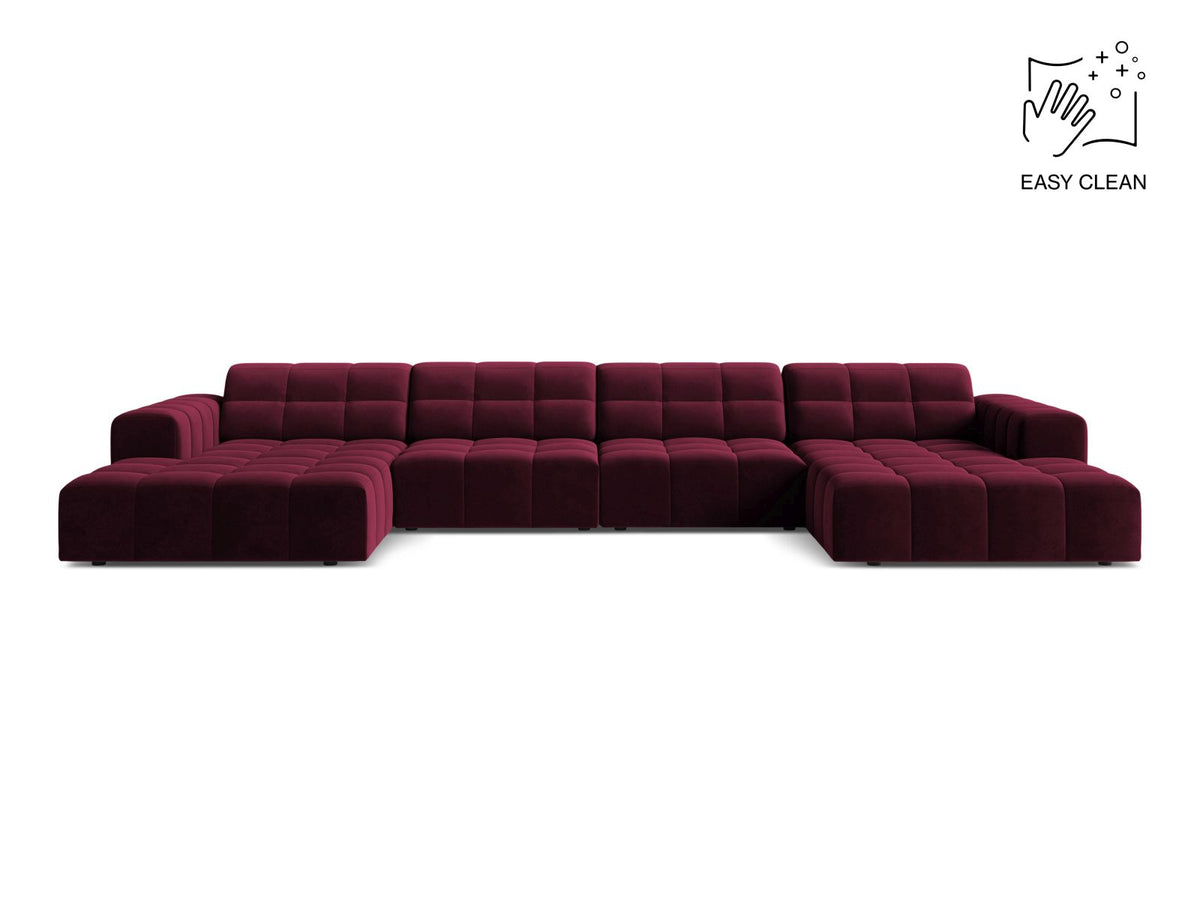 Jennifer — Panoramic Sofa Burgundy (Venus 2932) Black Plastic