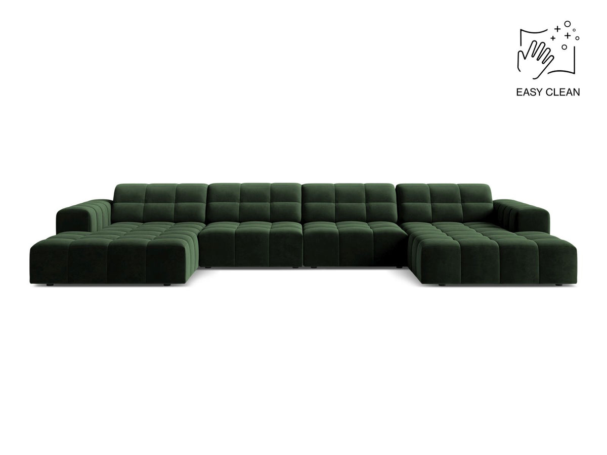 Jennifer — Panoramic Sofa Bottle Green (Venus 2940) Black Plastic