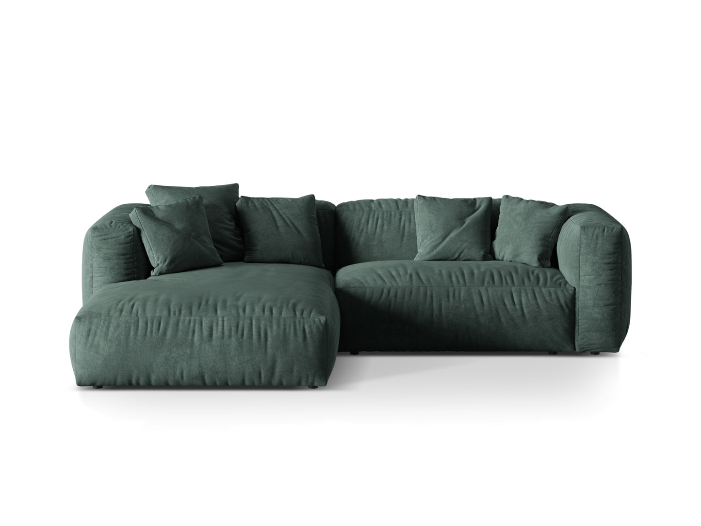 Martina — Corner Sofa Petrol (Vogue 12) Black Plastic Left