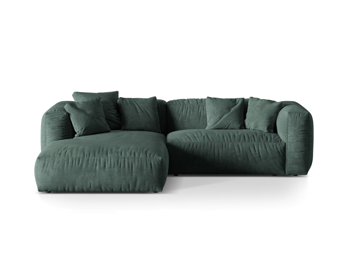 Martina — Corner Sofa Petrol (Vogue 12) Black Plastic Left