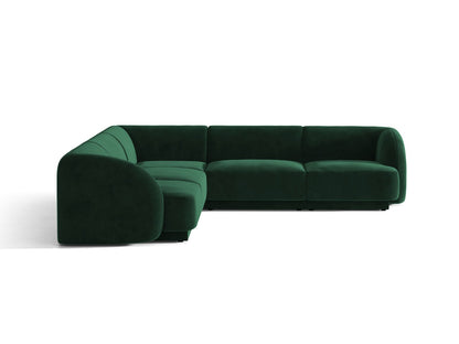 Miley — Corner Sofa Bottle Green (Bluvel 78) Black Plastic