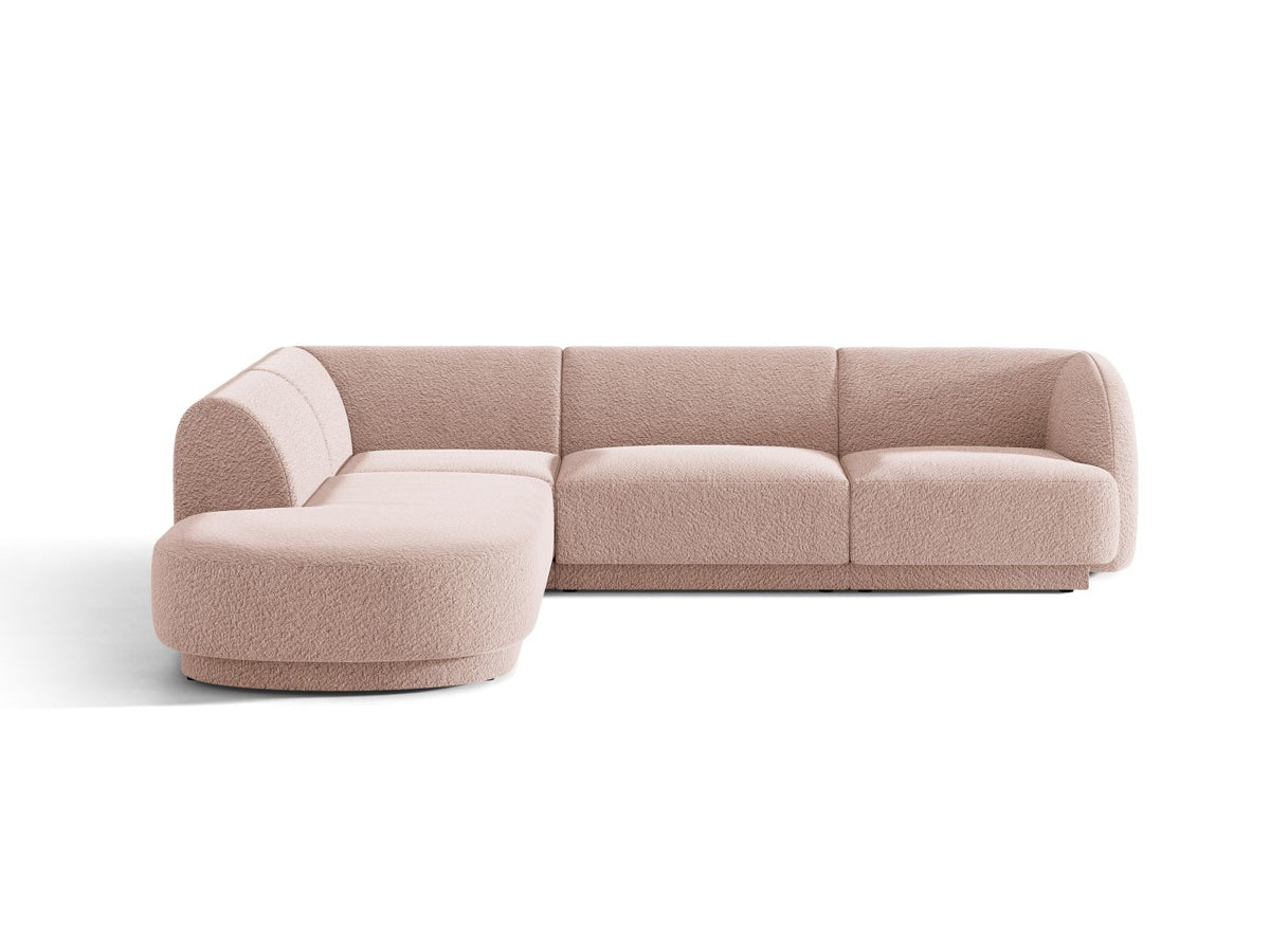 Miley — Corner Sofa Powder Pink (Baloo 2072) Black Plastic Left