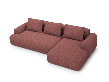 Calma — Corner Sofa Red (Baltimore Marsala) Black Plastic Right