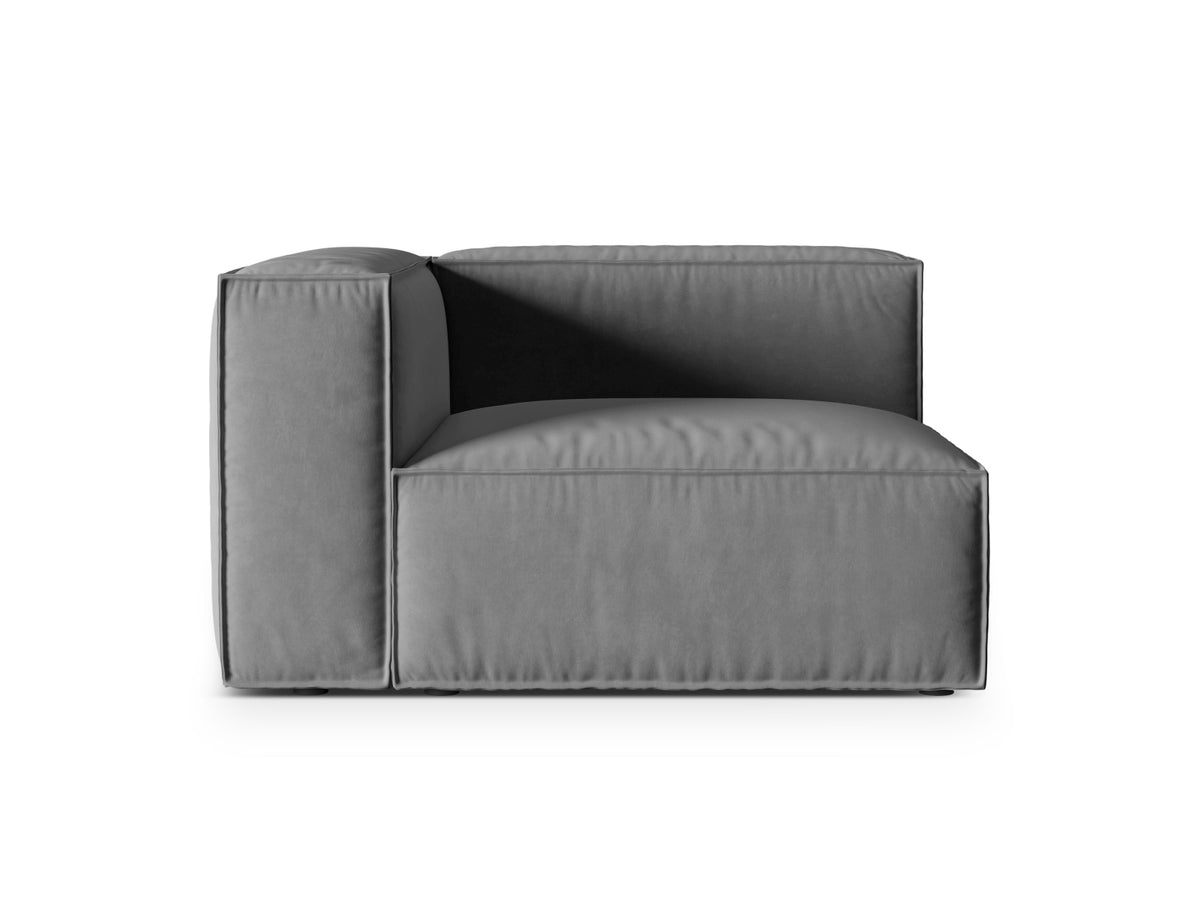 Nuria — Modular Sofa Grey (Paris Steel) Black Plastic Left