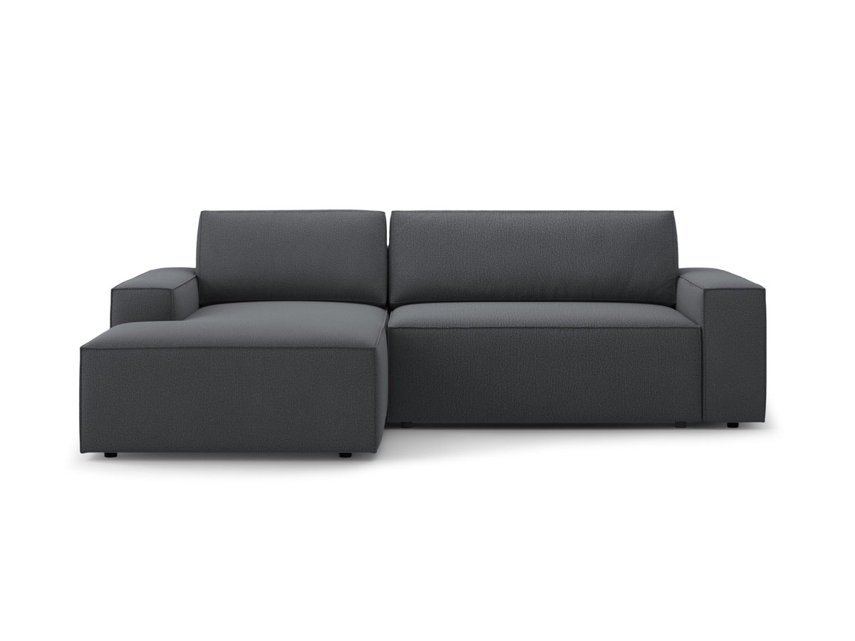 Jodie — Corner Sofa Dark Grey (Megan 367) Black Plastic Left