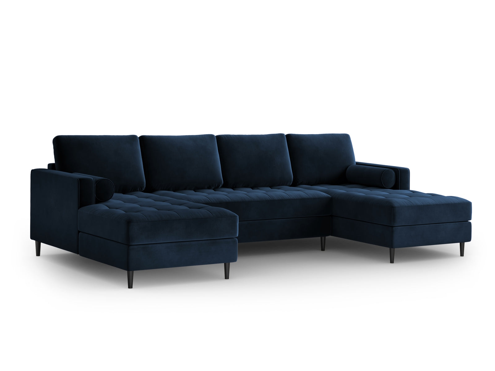 Aspen — Panoramic diivan Royal Blue (Salvador 5) must kroomitud metall