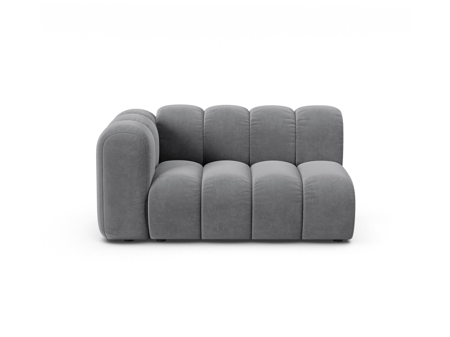 Lupine — Modular Sofa Grey (Salvador 17) Black Plastic Left