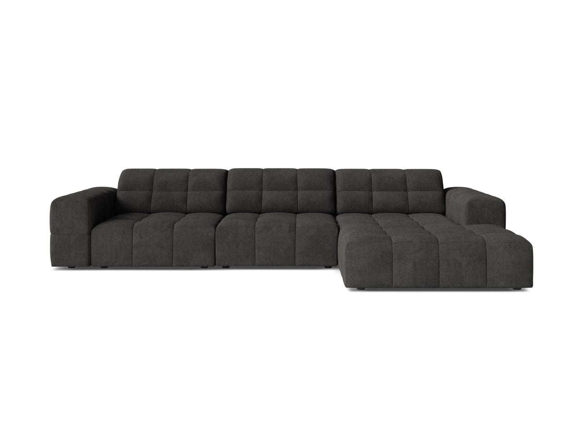 Jennifer — Corner Sofa Dark Grey (Eden 20 Graphite) Black Plastic Right
