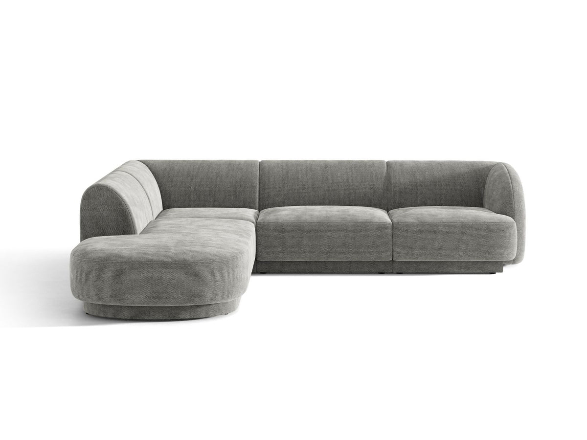 Miley — Corner Sofa Light Grey (Eden 18 Grey) Black Plastic Left