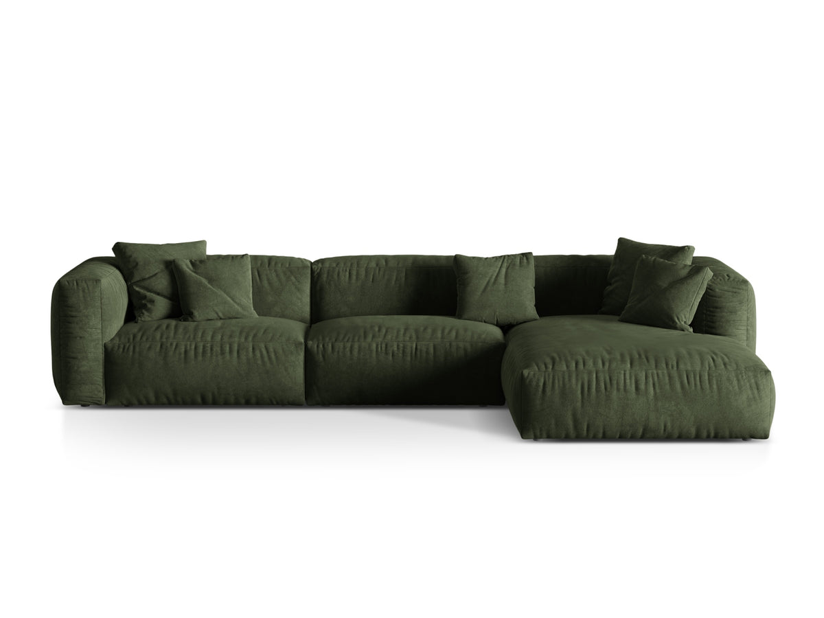 Martina — Corner Sofa Green (Vogue 11) Black Plastic Right
