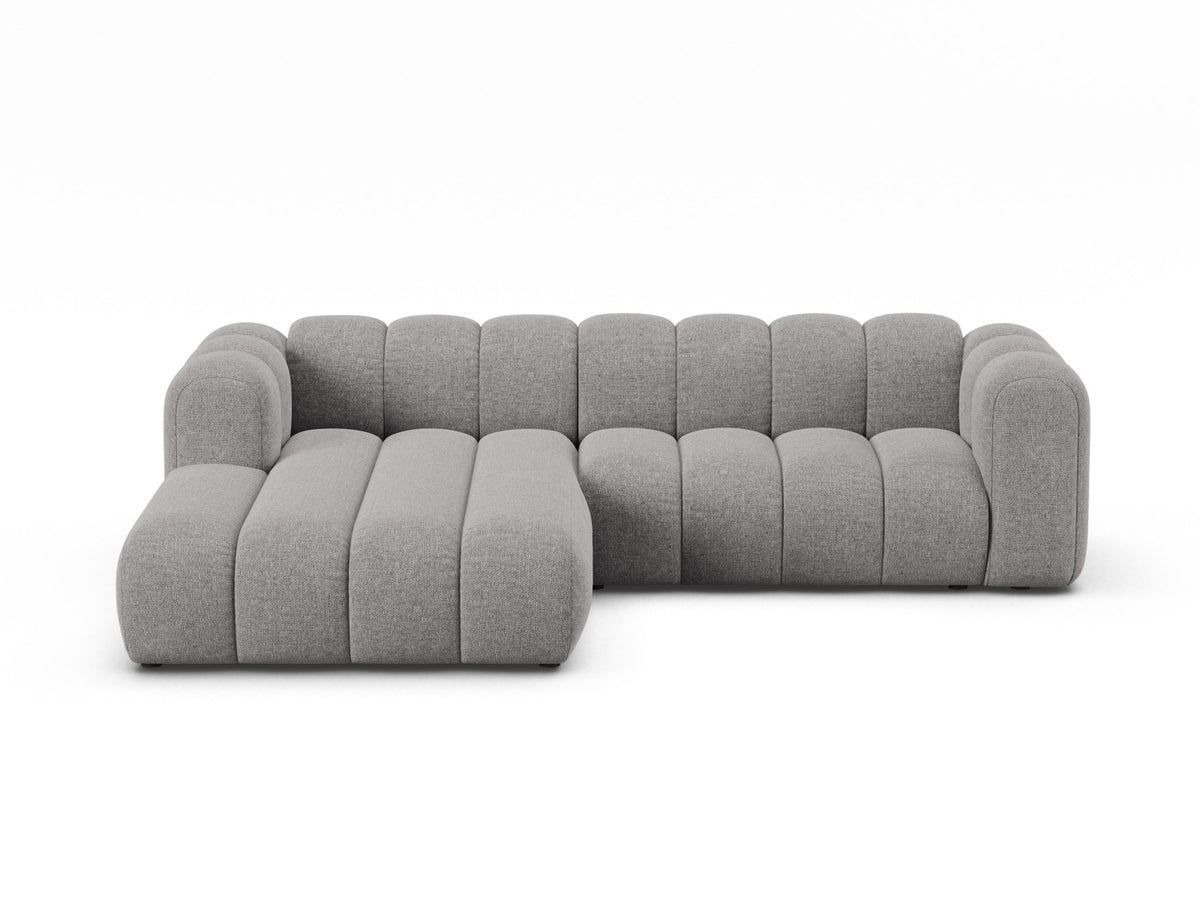 Lupine — Corner Sofa Light Grey (Eden 18 Grey) Black Plastic Left