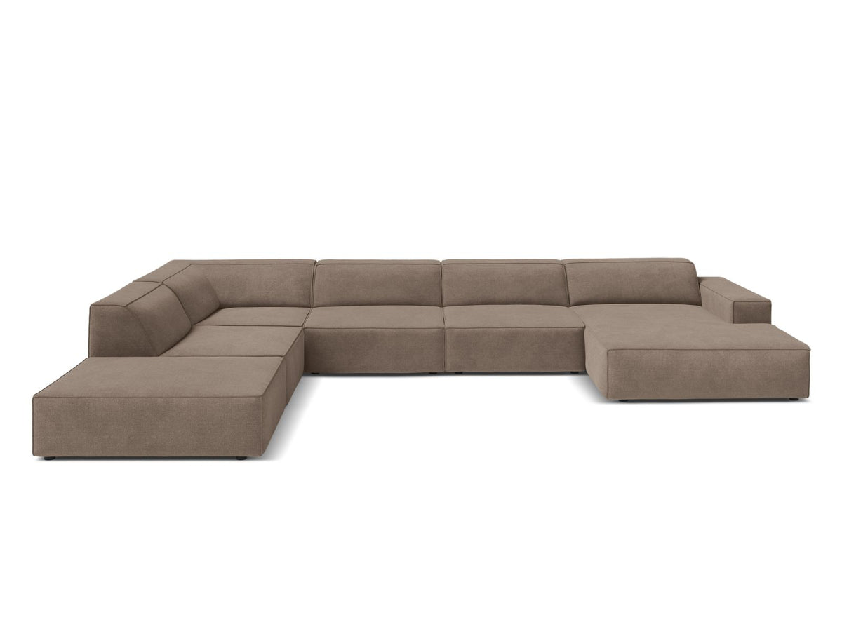 Jodie — Panoramic Sofa Cappuccino (Liberty 5) Black Plastic Left