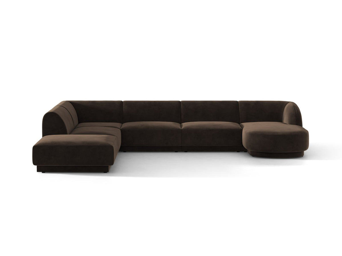 Miley — Panoramic Sofa Dark Brown (Bluvel 48) Black Plastic Left