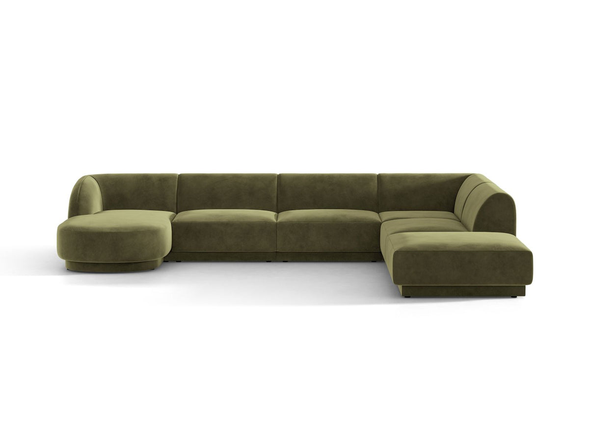 Miley — Panoramic Sofa Green (Bluvel 77) Black Plastic Right