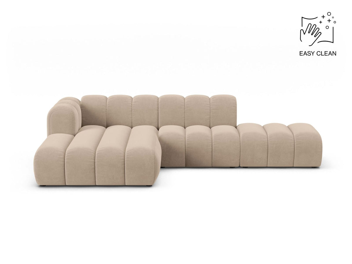Lupine — Corner Sofa Beige (Venus 2928) Black Plastic Left