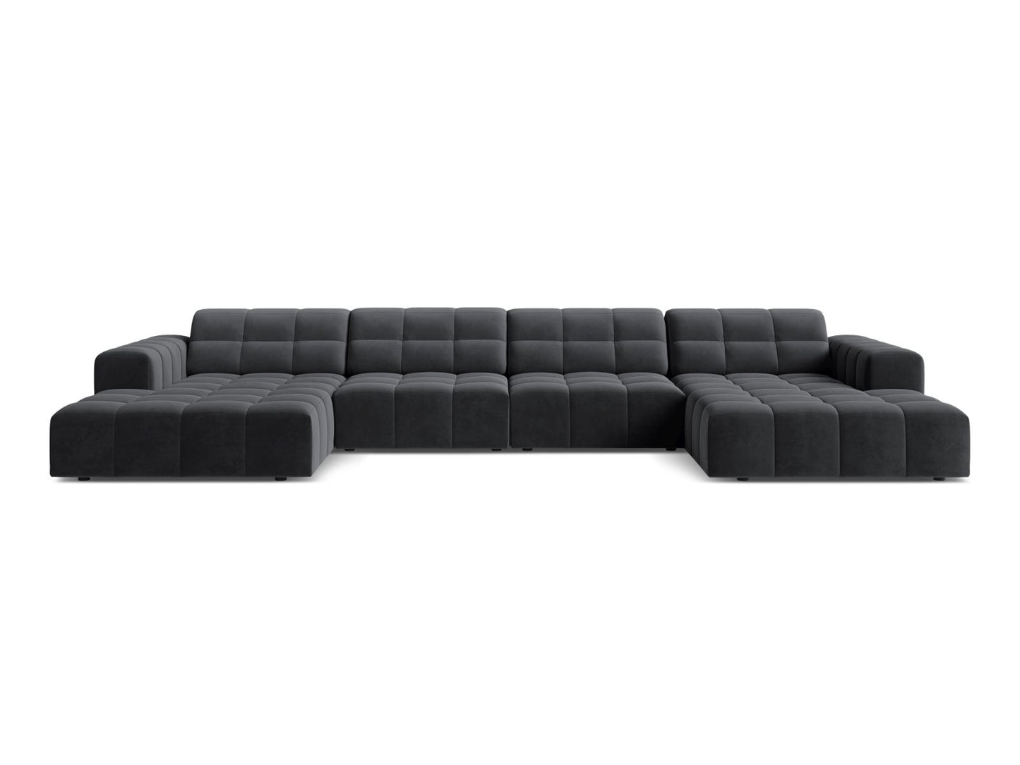 Jennifer — Panoramic Sofa Grey (Bluvel 14) Black Plastic