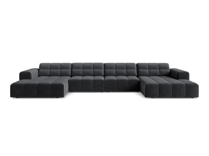 Jennifer — Panoramic Sofa Grey (Bluvel 14) Black Plastic