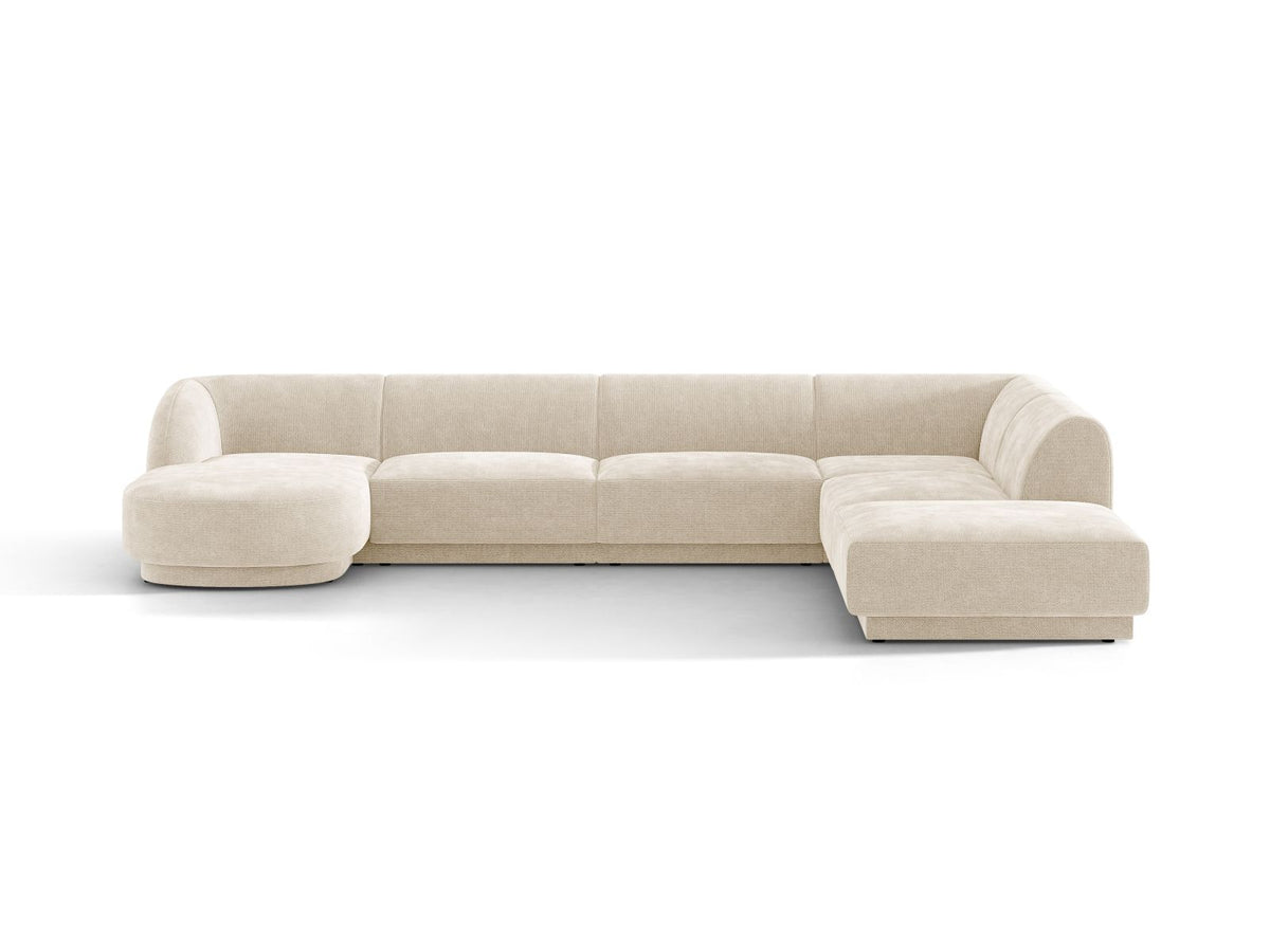 Miley — Panoramic Sofa Ivory (Eden 1 Ivory) Black Plastic Right