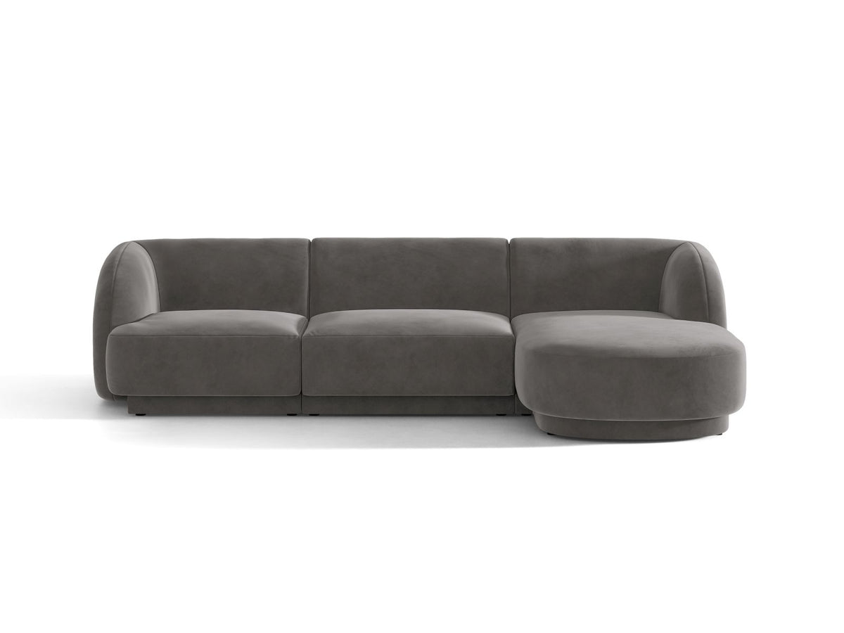 Miley — Corner Sofa Grey (Venus 2930) Black Plastic Right