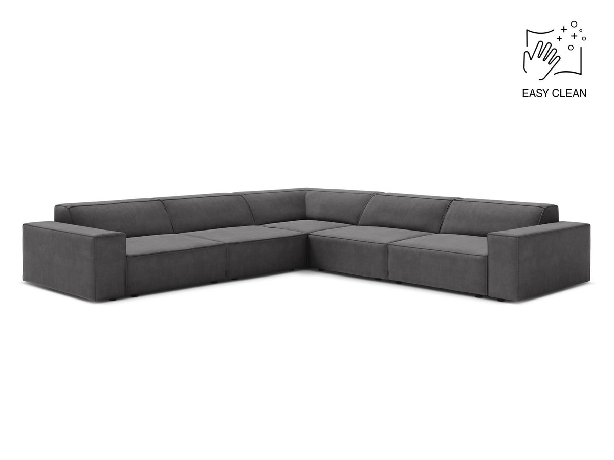 Jodie — Corner Sofa Grey (Venus 2930) Black Plastic