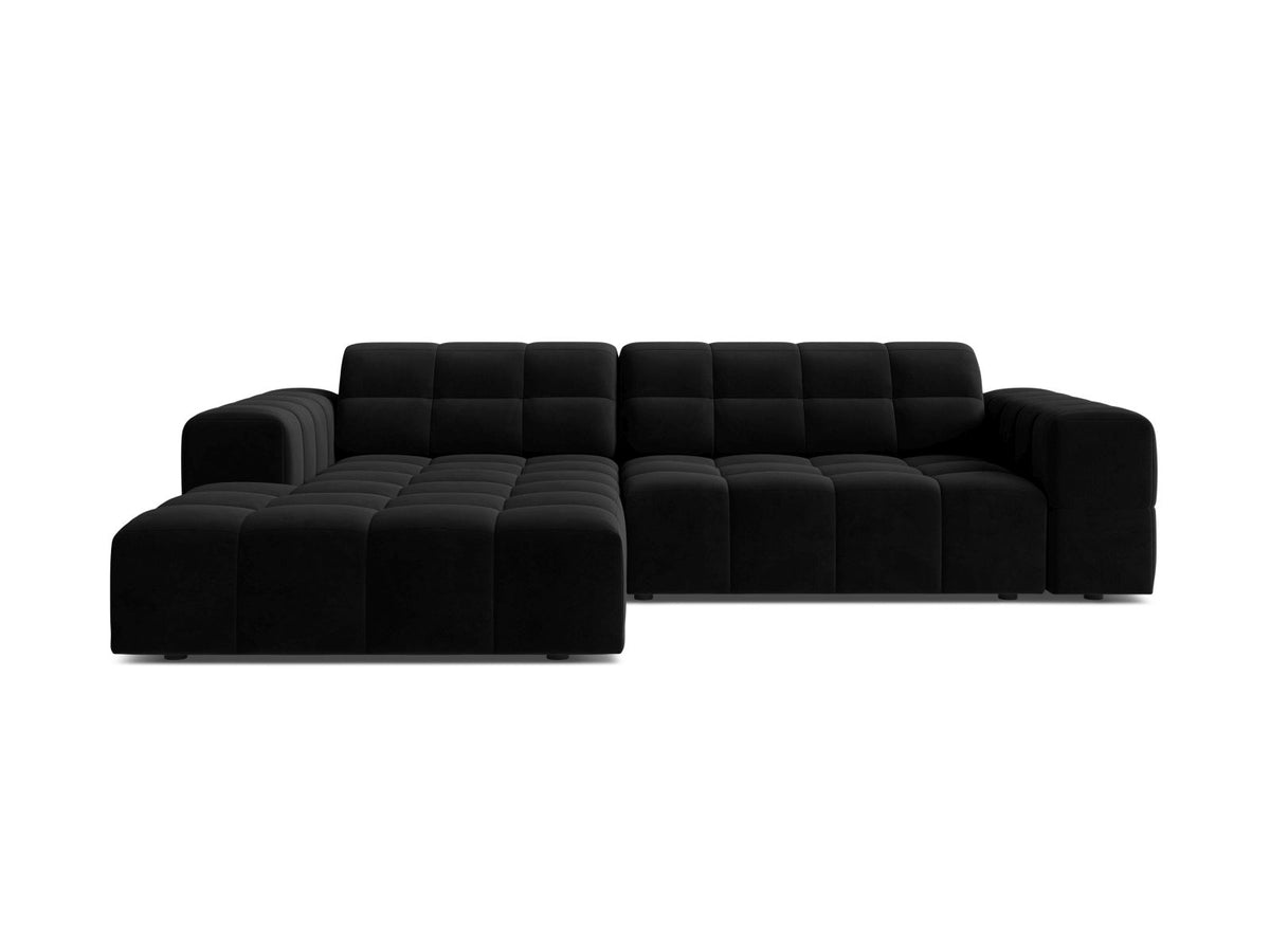 Jennifer — Corner Sofa (234x167x78 cm) Black (Bluvel 19) Left