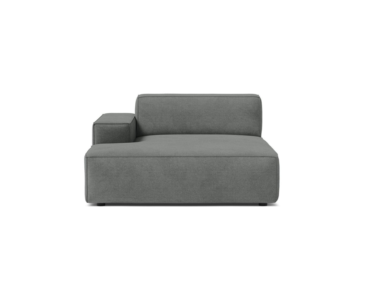 Jodie — Chaise Longue Grey (Liberty 20) Black Plastic Left